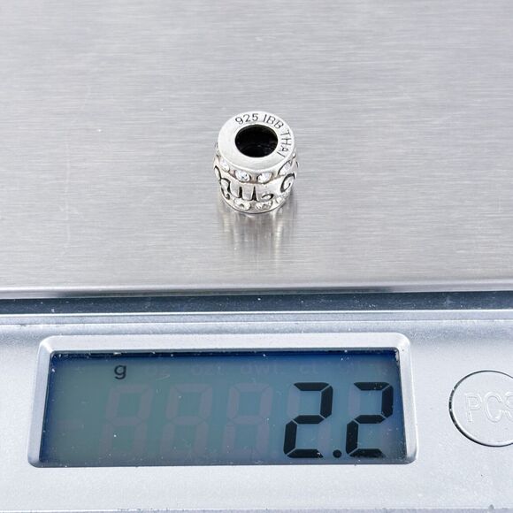 MISSING STONE Sterling Silver MOM Cubic Zirconia Bead Charm Pendant - Picture 5 of 6